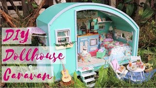 DIY Dollhouse Caravan, Camper / Miniature Tutorial / Cute Roombox Kit with Working Lights, Music Box