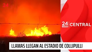 Llamas llegan al estadio de Collipulli en medio de voraz incendio