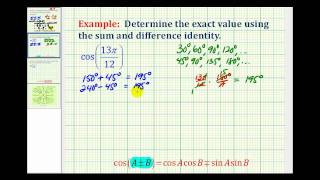 Example:  Using The Sum and Difference Identity to Determine a Cosine Function Value