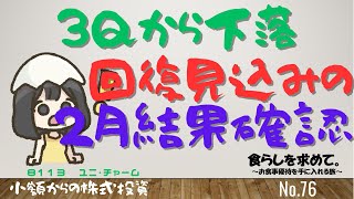 第76回：第3四半期から下落が続き、第4四半期に回復見込みとあり、2月の決算発表で確認したい