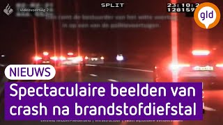 Benzinedief klapt op vangrail na lange politieachtervolging