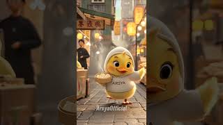 This cute duckling accidentally dropped its dim sum on the ground #cartoon #duck #funny #cute