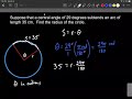 Find radius given the central angle (in degrees) for angle that subtends an arc with given length