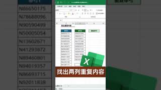 Excel表格找出两列重复内容 excel表格   excel函数   excel   excel技巧   excel筛选重复内容 #Shorts