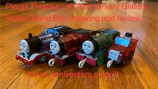 Plarail Thomas 75th Anniversary Glittery Sodor Island Set unboxing and review