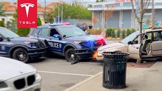 INSANE POLICE TAKEDOWN CAUGHT ON TESLA SENTRY MODE!