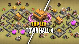 Top 10! Town hall 4 (Th4) War/Hybrid/Trophy/Farming Base Layout + Copy Link 2024 | Clash of Clans