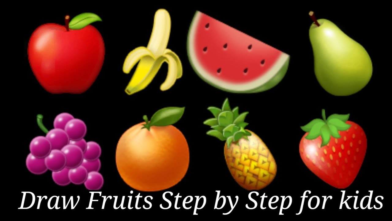 How To Draw Fruits For Kids | Draw Fruits Step By Step | How To Draw ...