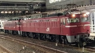 《仙台総合車両センター撮影会(交流電気機関車4両並べた)に伴う返却回送(仙台～秋田)》国鉄EF81 140号機[新潟]+ムドED75 767号機[秋]が大宮駅⑪に入線到着停車！(配8729列車)