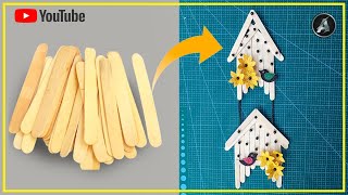 How to make ice cream stick house- popsicle sticks craft | Pop Stick Wall Hanging  | Anita Craft hub