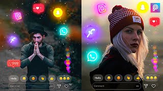 ☄Put Glowing Social Media ☄ Icon into  your Picture | Easy Step By step | PicsArt Editing Tutorial