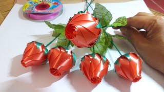 วิธีทำดอกกุหลาบจากริบบิ้น สำหรับวันวาเลนไทน์ และวันต่างๆ how to make ribbons rose