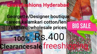 clearancesale/Designer boutique sarees,Georgete,chiffon/cotton,lenin wholesale prices @Gracefashions