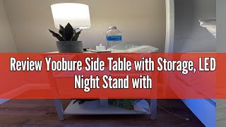 Review Yoobure Side Table with Storage, LED Night Stand with Charging Station, End Tables Living