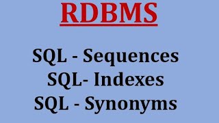(9) SQL-Sequences, SQL-Indexes, SQL-Synonyms