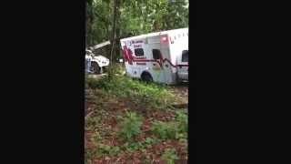 Bradford county ambulance miss driveway. Almost flips
