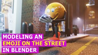 modeling an emoji walking on the street in blender