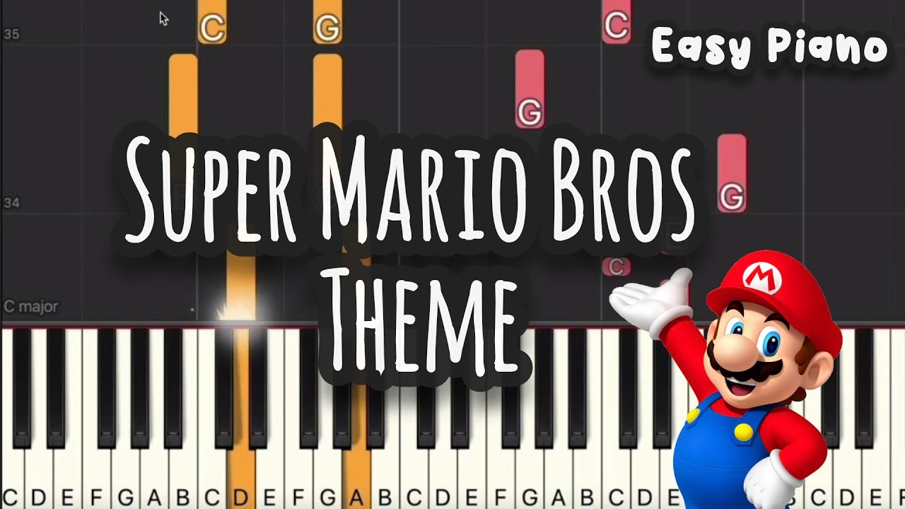 Super Mario Bros Theme Easy Piano Piano Tutorial Sheet Youtube