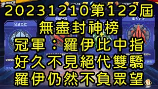 一拳超人-20231210第122屆無盡封神榜｜冠軍：羅伊比中指｜好久不見絕代雙驕，羅伊仍然不負眾望