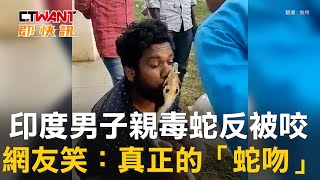 CTWANT 國際新聞 / 印度男子親毒蛇反被咬　網友笑：真正的「蛇吻」