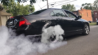 FIRST EVER RWD FORD FUSION WITH SLICKS! EPIC BURNOUT !