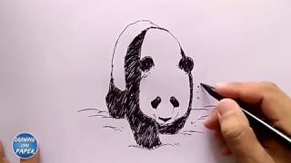Very Easy!! How to Draw "PANDA" Cartoon for kids - Drawing doodle art