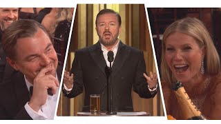 Ricky Gervais' Golden Globes 2020 Monologue Shades Felicity Huffman, Leonardo Di