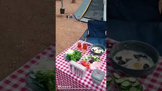 We had breakfast at the camp, fried bagels