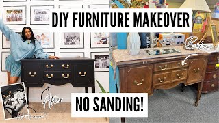 PAINT FURNITURE WITHOUT SANDING l PAINTING FURNITURE BLACK l DIY FURNITURE MAKEOVER