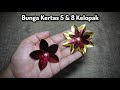 CARA MEMBUAT BUNGA HIASAN MAHKOTA 5 DAN 8 KELOPAK DARI KERTAS KILAP/KERTAS EMAS