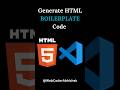 How to generate HTML boilerplate code in VS Code | Boiler Plate Code in HTML