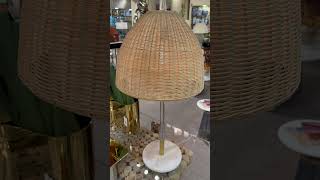 Abajur com Cúpula de Fibra e Base de Mármore - 81cm - Morar Chic