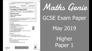 Edexcel GCSE Maths May 2019 1H Exam Paper Walkthrough