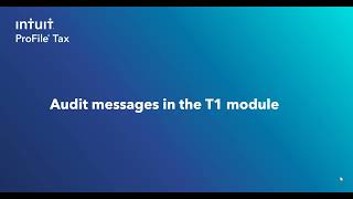 Introduction to using the ProFile auditor in the T1 module