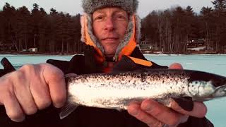 Ice fishing on Long Lake in Naples ME