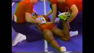 Greg Foster Collides with Mark McKoy - Men's 60m Hurdles - 1987 World Indoor Championships