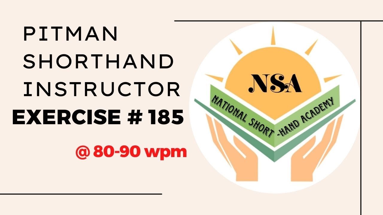 Exercise No 185 Pitman Shorthand Instructor Book Youtube
