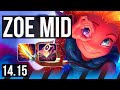 ZOE vs AKALI (MID) | 14/1/2, 7 solo kills, Legendary, 800+ games | VN Grandmaster | 14.15