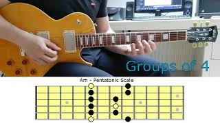 Am - Pentatonic Scale - Groups of 3 \u0026 4 - Am-Pentatonik - 3er- \u0026 4er-Gruppen(Cort CR250)