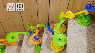 COLORFUL 2 STORY Marble Run! Crazy Marble Race Down The Stairs!