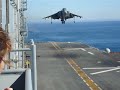 harrier jet av 8 landing on uss tarawa