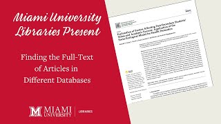 Finding the Full-Text of Articles in Different Databases