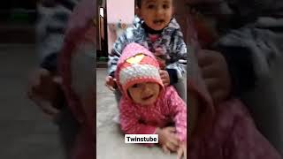 Live WWE Match Between Atharva and Nitya #twins  #twinsvideos #twinsfight #shorts #babies