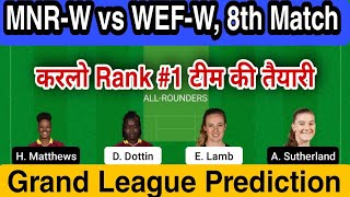MNR-W vs WEF-W Dream11 Prediction, MNR-W vs WEF-W Dream11 Players Stats, mnr-w vs wef-w gl picks
