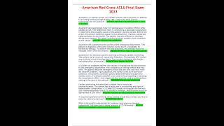 AMERICAN RED CROSS ACLS FINAL EXAM 2023