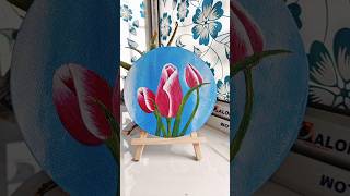 Tulip painting🌷||Easy acrylic flower painting😍 #art #painting #tulip #flower #shorts