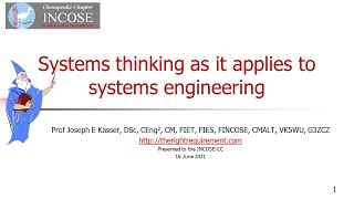 Systems thinking as it applies to systems engineering
