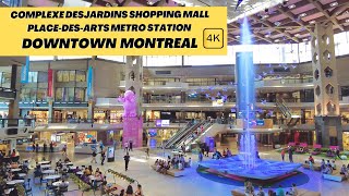 [4K] Downtown Montreal: Complexe Desjardins to Place-des-Arts Metro Station