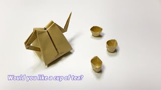 Origami teapot and cups-How to fold teapot and cups?