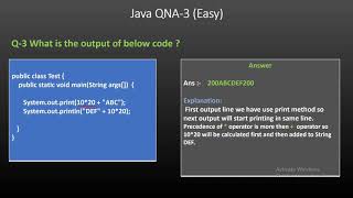 Java QNA-3 Operator based Java Interview Question Answers